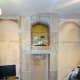 The restyled fireplace after tiling