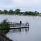 View from the seaplane dock on Rainy River.