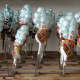 Fourth Step: Very Elaborate Painted Ornaments on Drying Racks under Industrial Hood