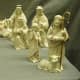 beautiful white nativity set by Lennox with intricate gold