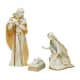 nativity set by Lenox with Mary, Joseph and baby Jesus in white porcelain with gold