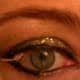 Desert Dazzle shadow over eyelid, Burnished Bling used as mascara, Peach Prism on brow bone, and Desert Dazzle glitter over eyelid