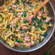 Salmon pasta with spinach