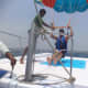 Water sports activities, paragliding on the Goan sea.