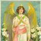 Angel with lilies and roses