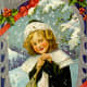 Little girl with Christmas holly