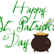 Happy St. Patrick's Day clip art with pot of gold