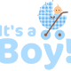 &quot;It's a Boy!&quot;free baby clipart with blue baby carriage