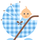Baby clipart: baby in a blue baby carriage