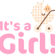&quot;It's a Girl!&quot; free baby clipart with beige baby carriage