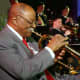Jazz Trumpeter Clark Terry and the Great Lakes Navy Band Jazz Ensemble in 2002. Terry played in the all-star Navy band at Great Lakes 1941 - 1945 as one of the first Black members.
