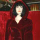 vintage red-velvet hooded coat