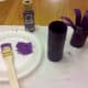 Cut the toilet paper roll into 8 strips making the legs of the octopus.
