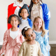 An amazing Hamilton costume for a family of six.
