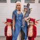 Daenerys Targaryen and her three dragons.