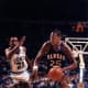 Danny Manning drives on Duke in 1988.  Manning dominated Final Four games against Duke and Oklahoma