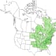 Sugar Maple Tree Range Map (USDA Plant  Database)
