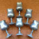 Six Pewter Goblets