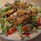 The finished product. This salad was so tasty - I ate both portions in the same day! Who knew shallots with white rice flour and fried in oil would be so tasty? That is the topping of this salad and added a special flavor to it.