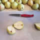 Slice each pear in half.