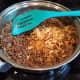 I mixed my re-hydrated onions in when the hamburger was almost fully cooked.