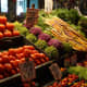 Vegetable shop at Pike Place Market in downtown Seattle