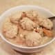 When it was time to serve the soup, I ladled it into bowls and placed the biscuits on top.