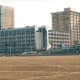 A view of a beachside hotel from the beech.