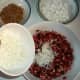 Add 2/3 cup of shredded coconut to sweetened cranberry mixture.