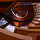 Looking up inside towards the top of the stairs inside the lighthouse.