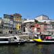 Boats line up at Cais da Ribeira, Porto.