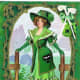 Vintage greeting card: Victorian woman dressed in green for St. Patrick's Day