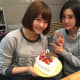 Chijhiro Anai celebrates her 20th birthday with Haruka Kodama (right).