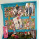Close-up of Bulletin Board Detail - Cork board is covered with wrapping paper coordinating with room's color scheme and reinforces the floral motif.