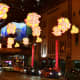 Auspicious Chinese well-wishes over the main street of Singapore Chinatown during the 2021 light-up.