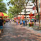 Festive street decorations in January 2021.