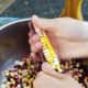 Painted Mountain corn being shelled by hand
