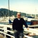 My hubby with the marina as a backdrop - One of the marinas in Sausalito