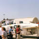 A T-2 Buckeye on static display during an airshow.