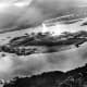 Japanese caption: &quot;Full view of Ford Island gasping under the attack of our Sea Eagles.&quot;