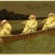 I love this one with the little chicks in a boat, rowing along! Russian Easter postcard, from before 1917
