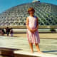 My niece cooling off outside of the Bloedel Conservatory