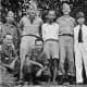 Ho Chi Minh and American OSS agents 1945. During the Second World War Ho worked with the Americans to battle the Japanese who occupied Vietnam during the war.