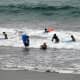School bodyboard lesson off Playa de las Canteras.