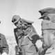 Rommel conversing with his staff near El Agheila, 12 January 1942. Soon afterward he would lead his Africa Korps on a grand march toward the Egyptian border.