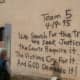 Rescue Team 5 remembers the victims who died in the bombing. A rescue team left a message during rescue efforts in the aftermath of bombing.