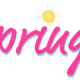 Pink Spring clip art with yellow sun