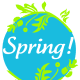 White Spring in blue circle with green scrollwork branches "Floralia" components designed by Manfred Klein