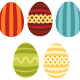 Easter scrapbook embellishments: five different colored Easter eggs
