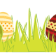 Easter scrapbook border: Colorful Easter eggs in the spring grass
